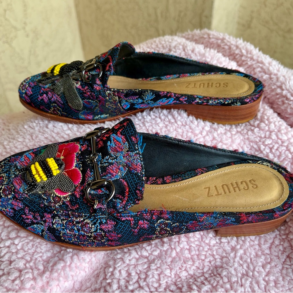 SCHUTZ Women's Multicolor Embroidered Mules